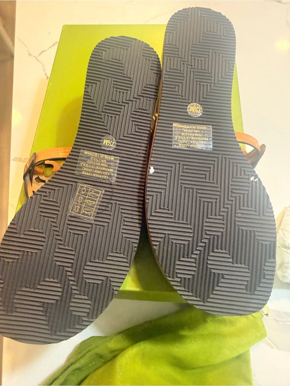 Brand New Tory Burch Tan Leather Miller Platform Thong Sandals